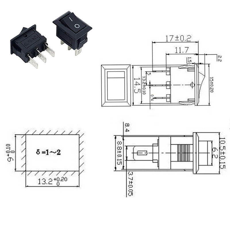 کلید راکر مدل 3 پایه KCD1-11 بسته 5 عددی