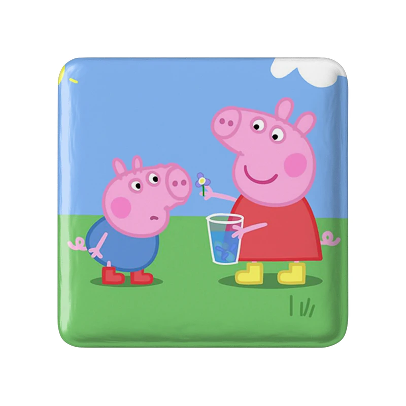 مگنت خندالو طرح پپا و جورج انیمیشن پپا پیگ Peppa pig مدل مربعی کد 22071