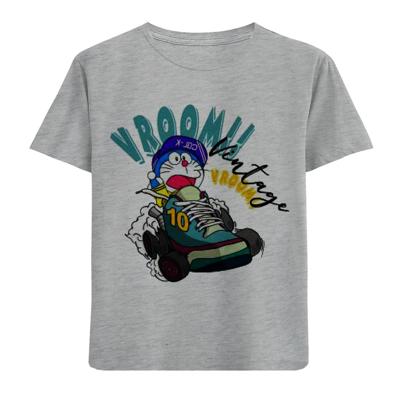 تی شرت آستین کوتاه بچگانه مدل کتونی وگربه F707