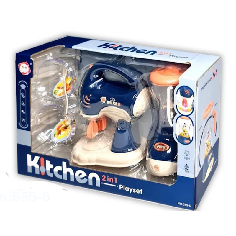ست اسباب بازی آشپزخانه ناب سل مدل میکسر و مخلوط کن چراغدار باتری خور کد KITCHEN 2 IN 1 PLAYSET مجموعه 5 عددی