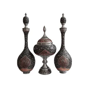 ست 3 تکه تنگ و گزخوری مسی قلمزنی مدل گل و مرغ 