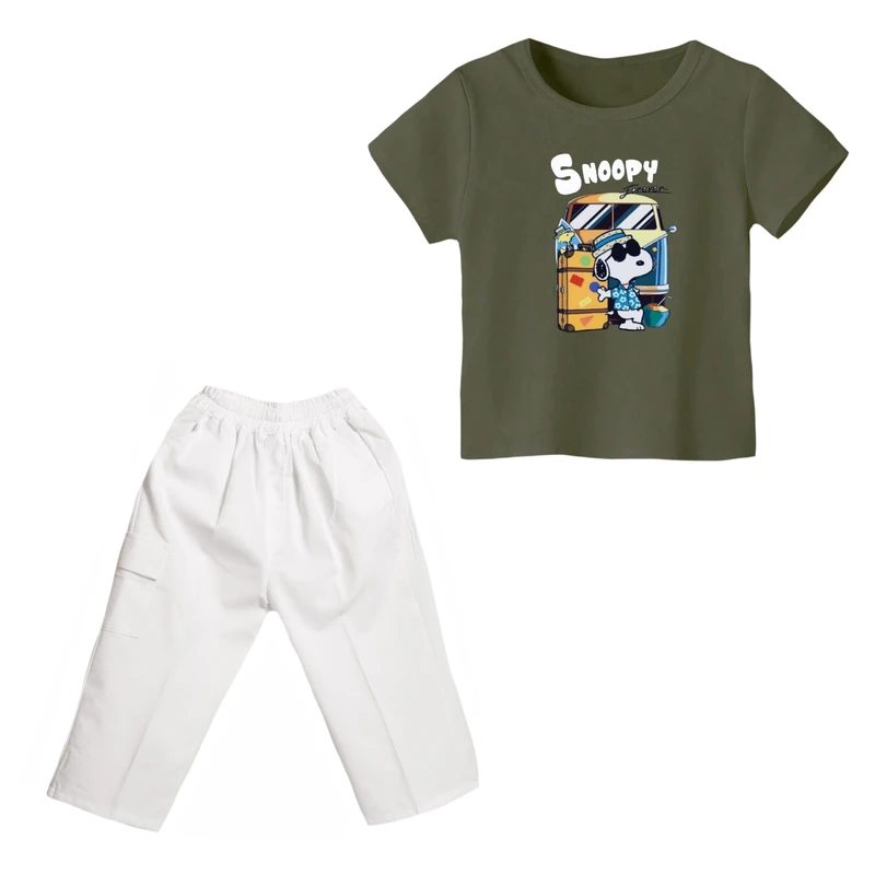 ست تی شرت و شلوارک پسرانه مدل اسنوپی کد ۵۰