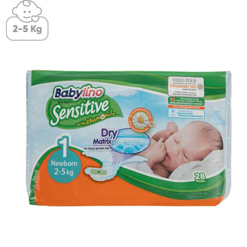 پوشک ضد حساسیت بیبی لینو مدل Normal سایز 1 بسته 28 عددی