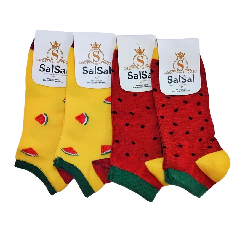 جوراب زنانه مدل هندوانه ای کد ۴ بسته 4 عددی