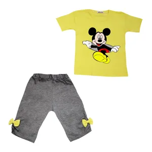 ست تی شرت آستین کوتاه و شلوارک دخترانه مدل میکی موس