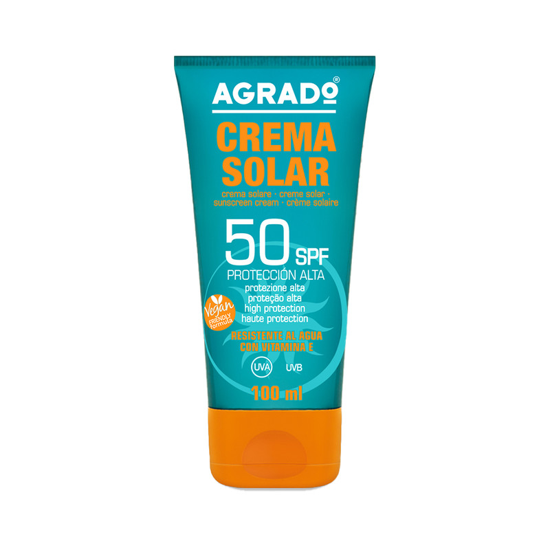 کرم ضد آفتاب بدون رنگ آگرادو SPF 50 مدل A+ مناسب انواع پوست حجم 100 میلی لیتر