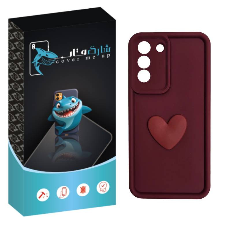 کاور شارک قاب مدل سیلیکونی سولید طرح قلب مناسب برای گوشی موبایل سامسونگ Galaxy S21 FE