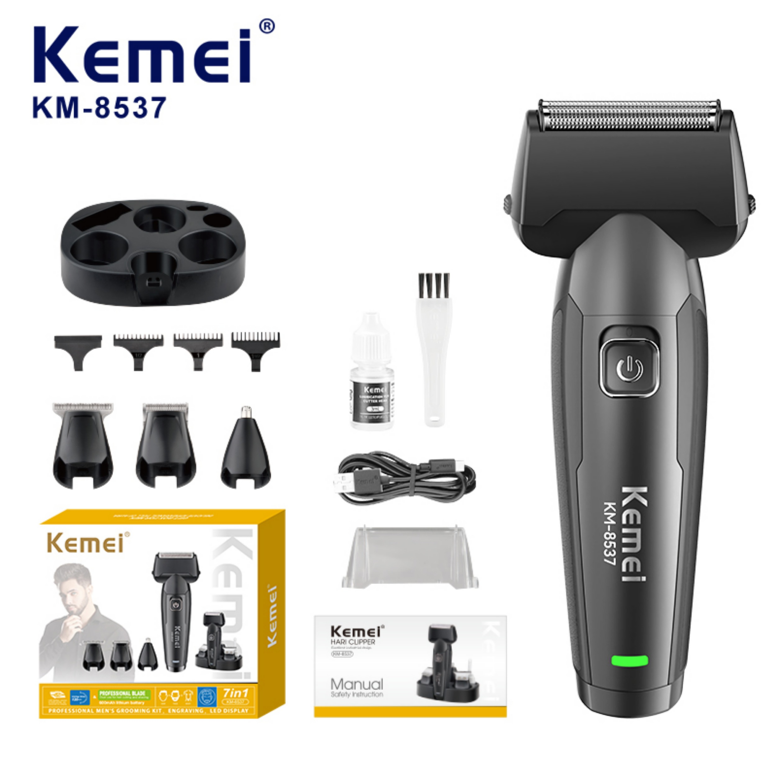 ماشین اصلاح موی سر و صورت شارژی کیمی مدل KM-8537 4in1