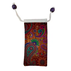 کاور عینک اطلس آبی طرح نقاشی بته جقه مدل KE1482