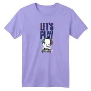 تی شرت آستین کوتاه بچگانه مدل لتس پلی رنگ یاسی