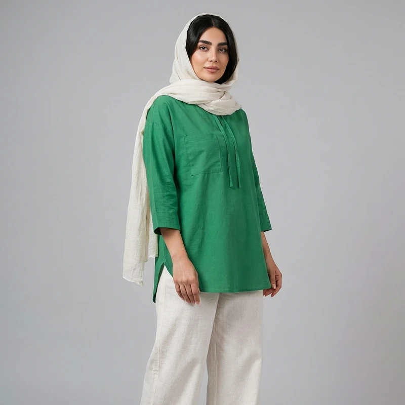مانتو زنانه جلوبسته مدل آوا جیب ساده