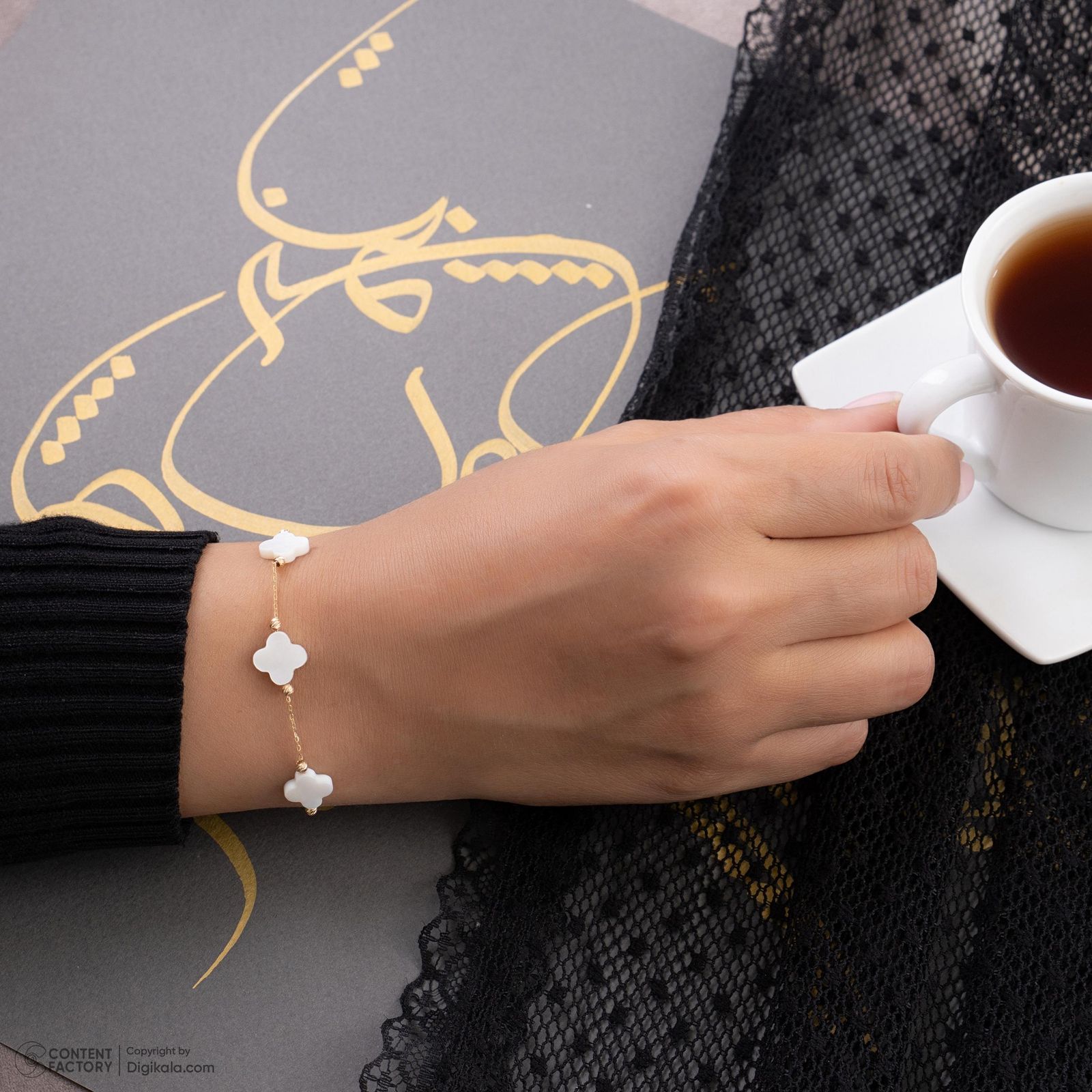 دستبند زنجیری طلا 18 عیار زنانه حافا گلد مدل br007 -  - 2