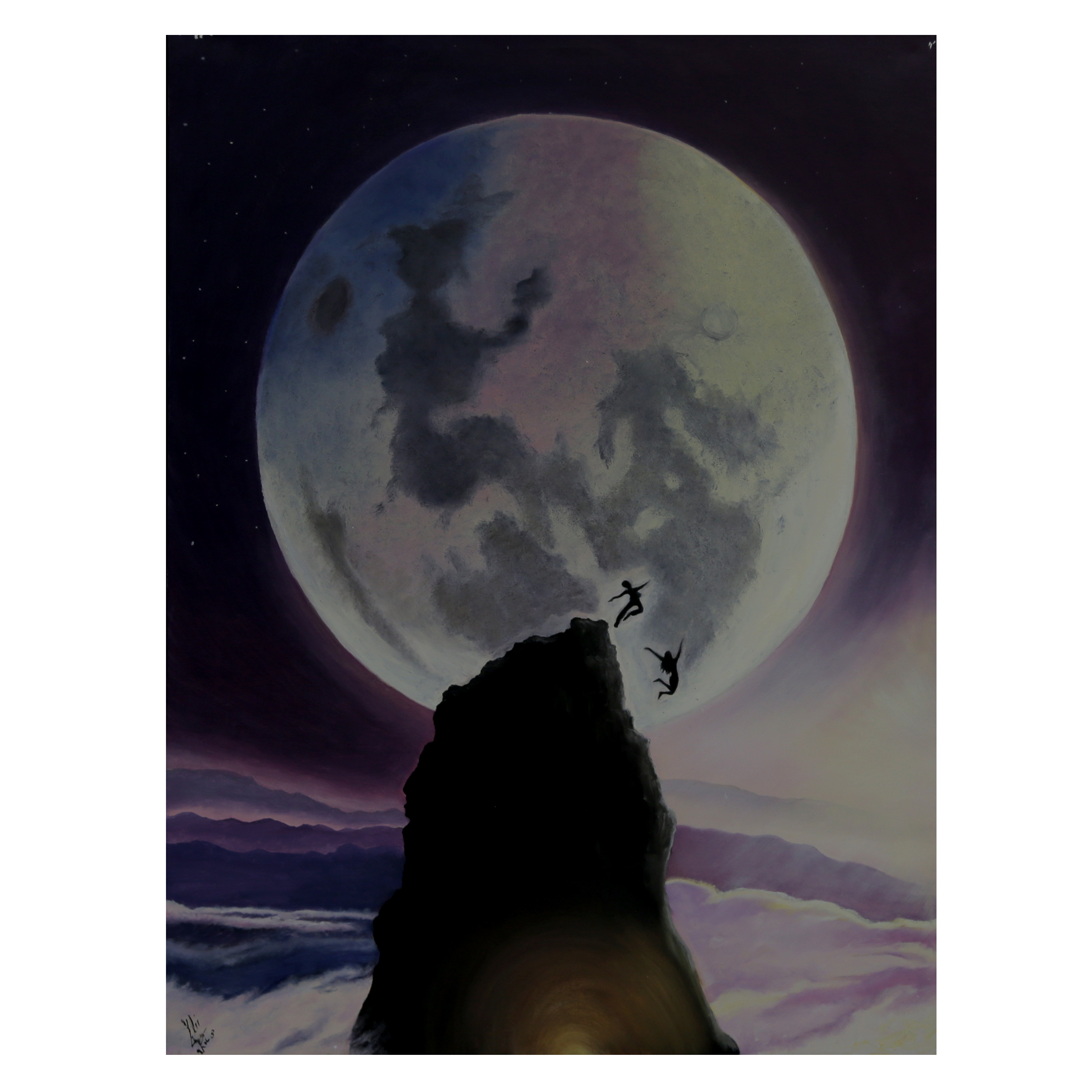 تابلو نقاشی رنگ روغن طرح ماه کد 23