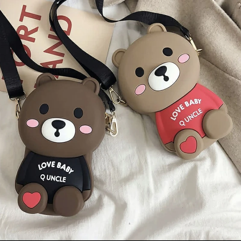 عکس شماره 5 : کیف دوشی بچگانه مدل تدی فانتزی سیلیکونی کدbig tedy