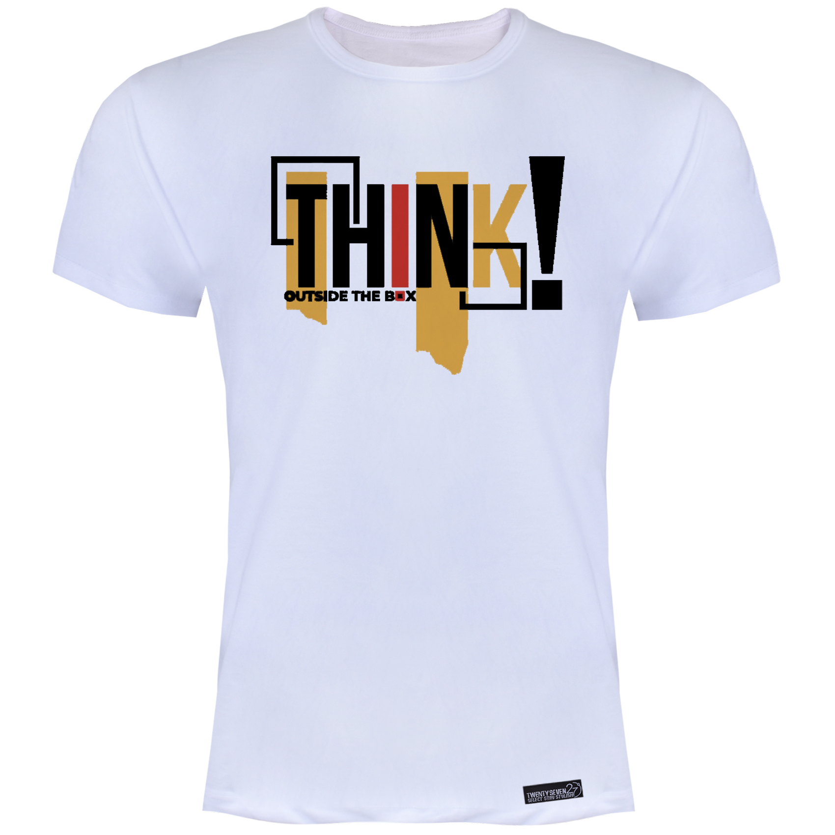 تی شرت آستین کوتاه مردانه 27 مدل Think کد KV153 رنگ سفید