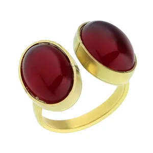 انگشتر زنانه گالری عزیزی طرح دو سنگ مدل 15349