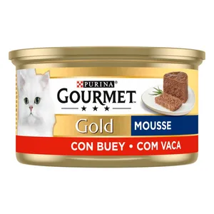 کنسرو گربه گورمت مدل گوشت گاو بیف گلد وزن 85 گرم بسته 3 عددی