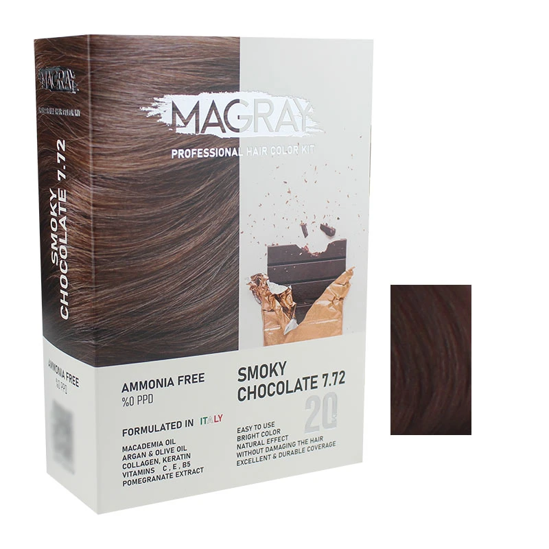 کیت رنگ مو ماگرای شماره 7/72 حجم 120 میلی‌لیتر رنگ شکلاتی دودی