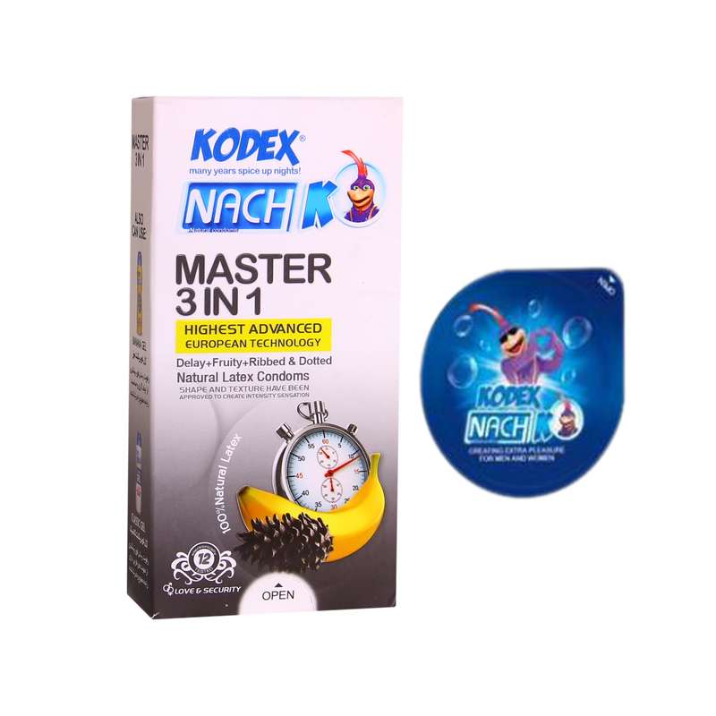 کاندوم ناچ کدکس مدل Master 3 In 1 بسته 12 عددی به همراه کاندوم ناچ کدکس مدل بلیسر