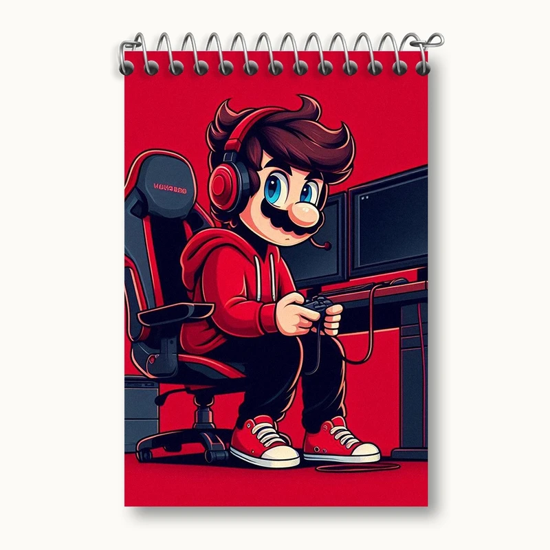 دفتر یادداشت 50 برگ خندالو مدل سوپرماریو (Super Mario) کد F963