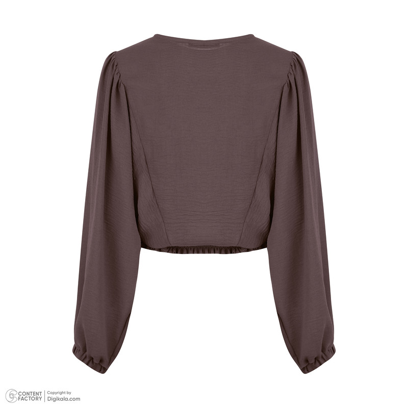 بلوز آستین بلند یقه هفت زنانه گردیه مدل 15126887304362 رنگ قهوه ای