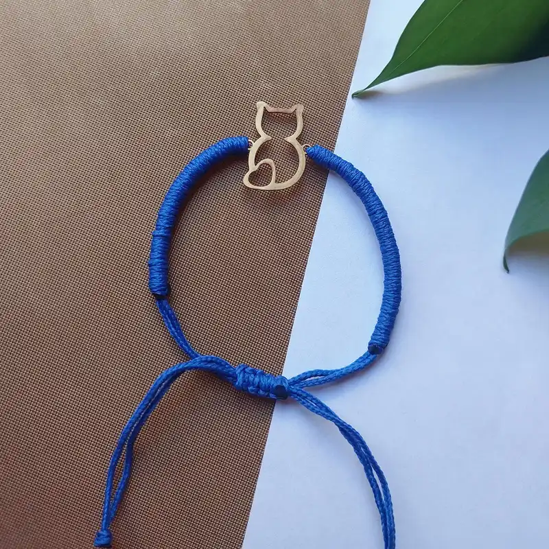 دستبند زنانه مدل بافت طرح گربه کد HC347