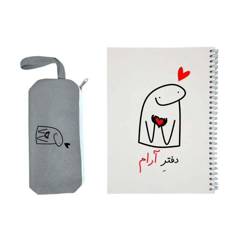 دفتر مشق 50 برگ طرح آرام به همراه جامدادی