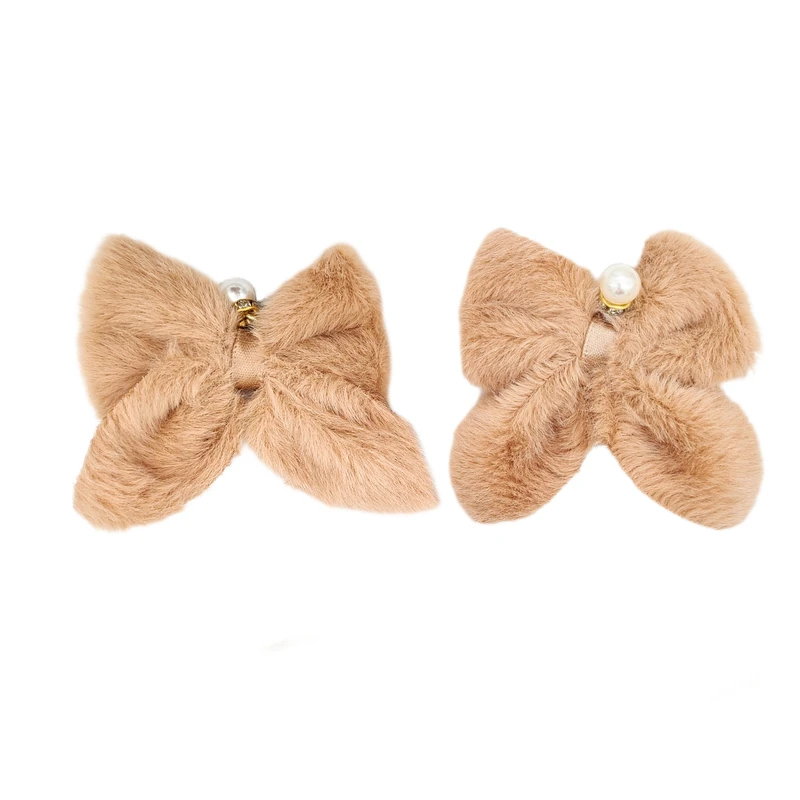 گیره مو دخترانه مدل پاپیون خزدار بسته 2 عددی