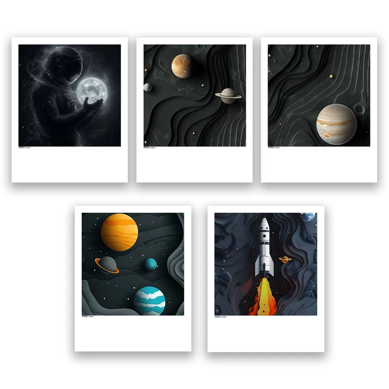 آویز تزیینی عرش مدل فانتزی فضا و کهکشان کد Asa1029 مجموعه پنج عددی