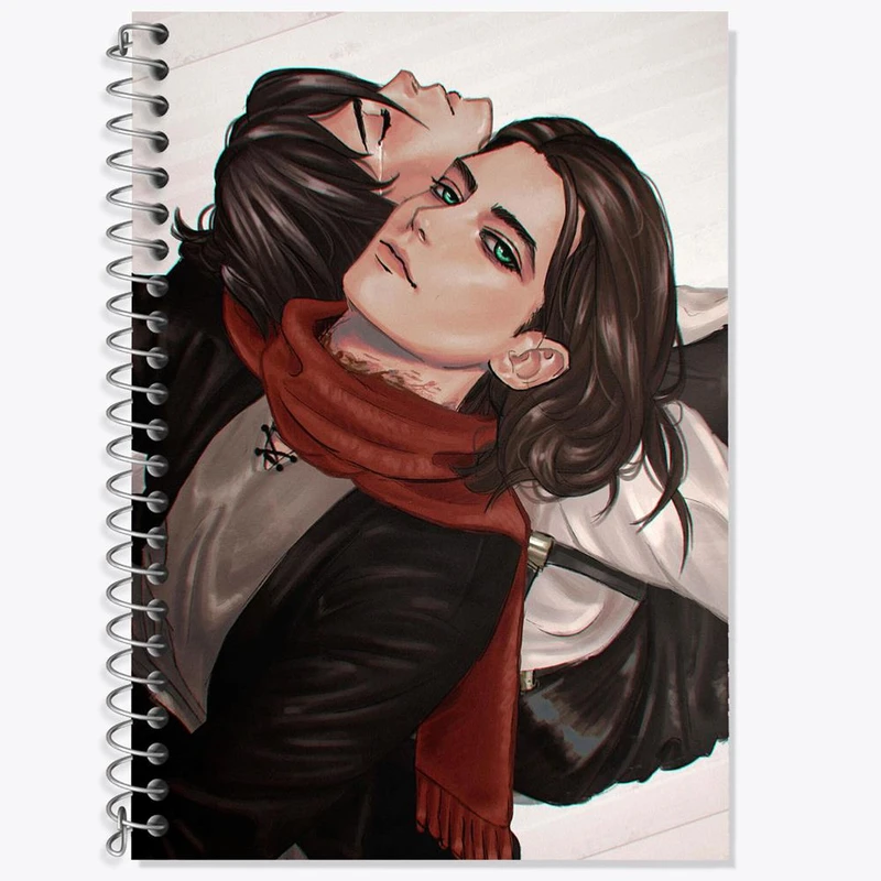 دفتر زبان 50 برگ خندالو مدل سه خط طرح میکاسا و ارن انیمه اتک آن تایتان Attack on Titan کد 11043