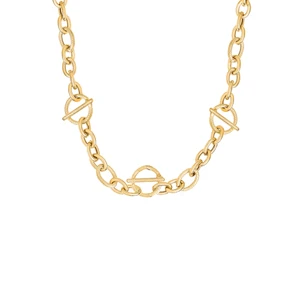 گردنبند طلا کم اجرت 18 عیار زنانه با زنجیر کابلی ماوی گالری مدل یورمن و خط دایره