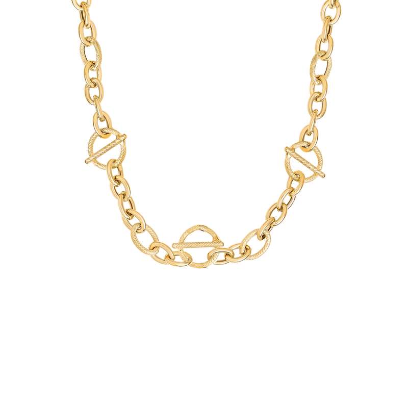 گردنبند طلا 18 عیار زنانه با زنجیر کابلی ماوی گالری مدل یورمن و خط دایره