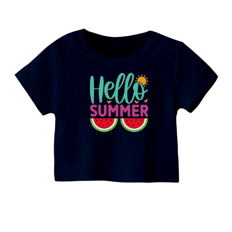 کراپ‌ تی‌شرت آستین کوتاه زنانه مدل هندوانه یلدایی کد 15