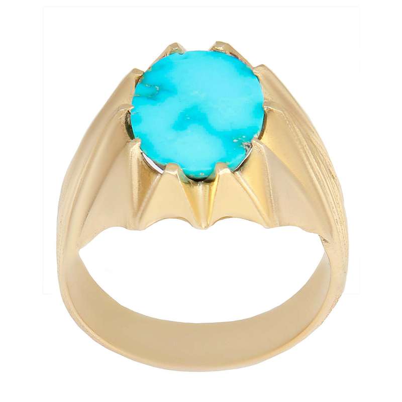 انگشتر نقره مردانه مدل فیروزه نیشابور اصل رکاب دست ساز آبکاری رادیوم کد AM_2389