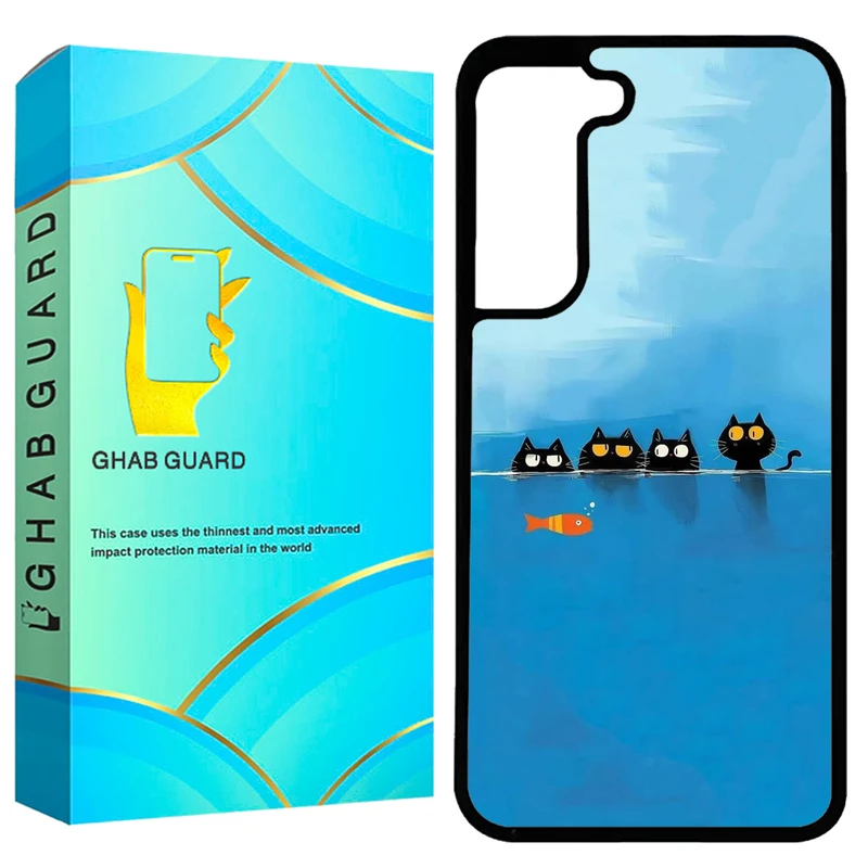 کاور قاب گارد طرح گربه و ماهی مدل GCHPA21F مناسب برای گوشی موبایل سامسونگ Galaxy S21 FE 5G