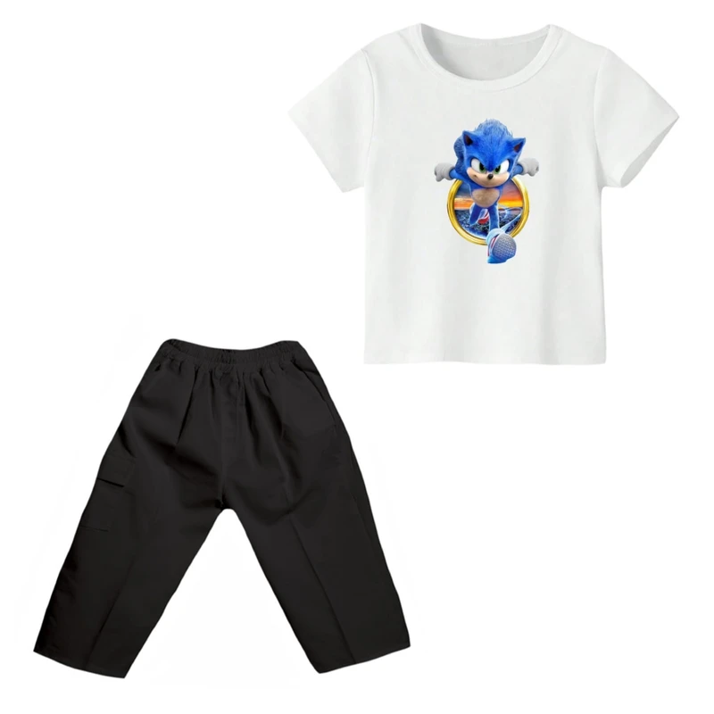 ست تی شرت و شلوارک پسرانه مدل سونیک کد ۱