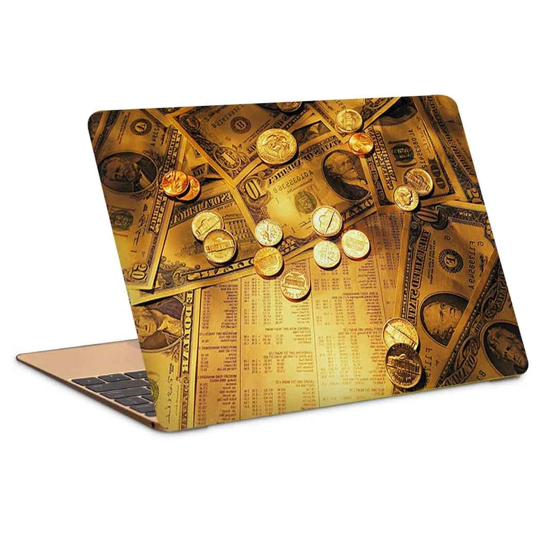 استیکر لپ تاپ طرح dollar&coin کد c-242مناسب برای لپ تاپ 15.6 اینچ