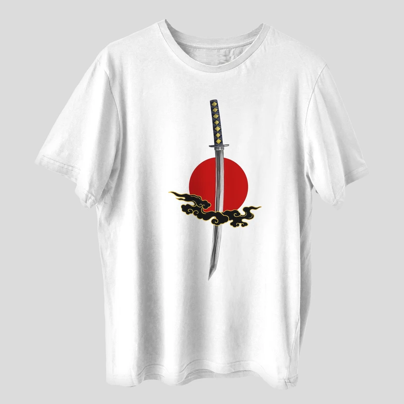 تی شرت آستین کوتاه مردانه مدل کاتانا سامورایی کد anm355