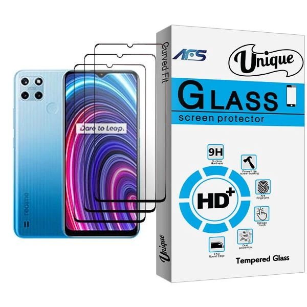 محافظ صفحه نمایش ای اف اس مدل Unique Glass MIX003 مناسب برای گوشی موبایل ریلمی C25Y بسته سه عددی
