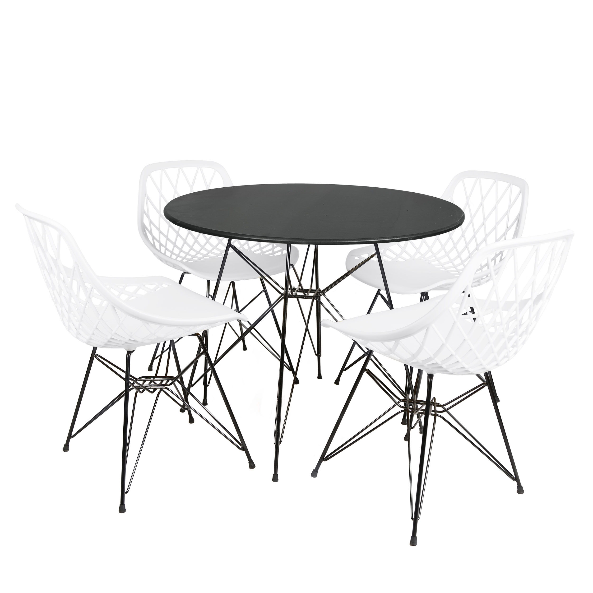 میز و صندلی ناهارخوری چهار نفره مدل الماس فایبرگلاس پایه فلزی GM