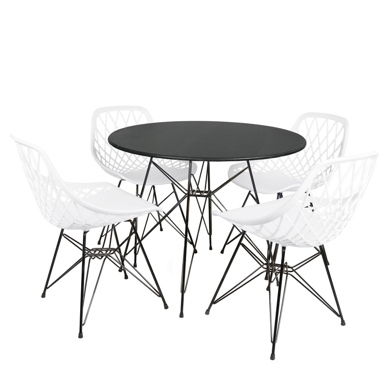 میز و صندلی ناهارخوری چهار نفره مدل الماس فایبرگلاس پایه فلزی GM