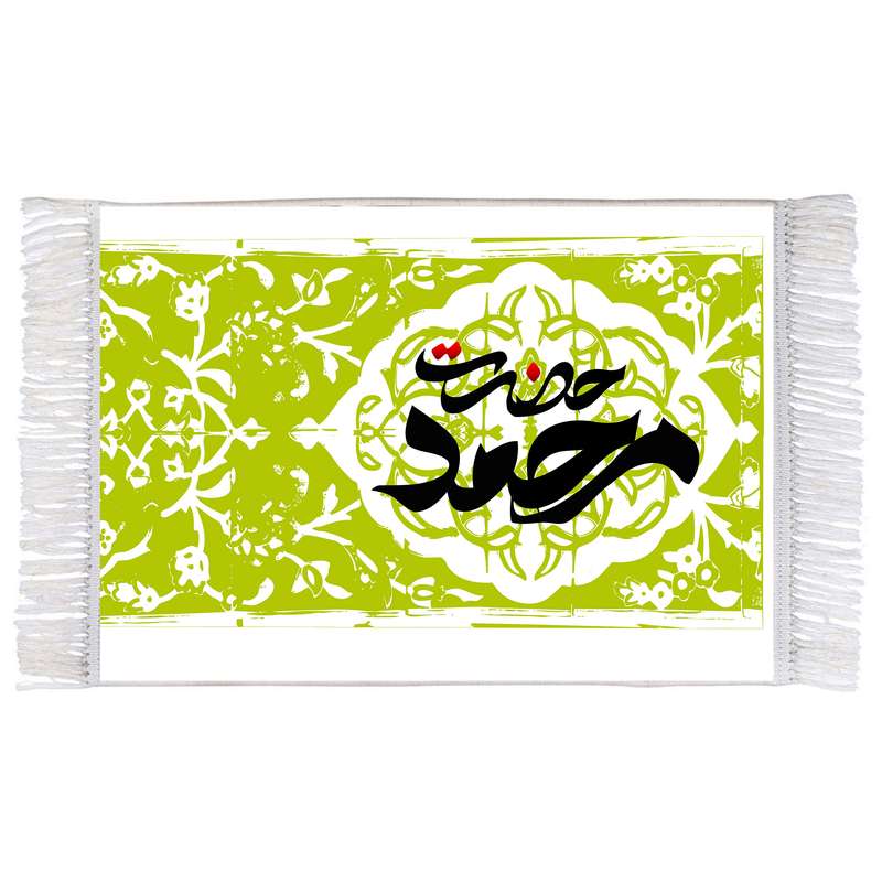 فرش ماشینی دیوارکوب اطلس آبی مدل حضرت محمد کد T3955