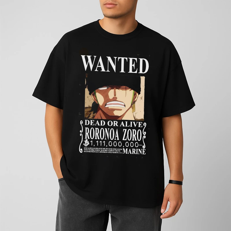 تی شرت آستین کوتاه مردانه مدل انیمه وان پیس دستگیری زورو کد anm378