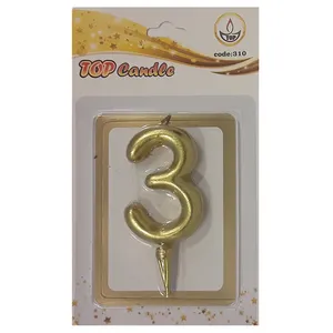 شمع تولد مدل متالیک عدد 3