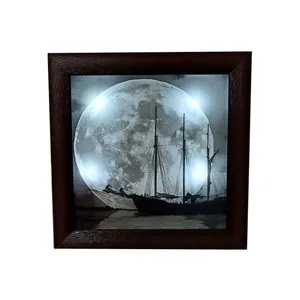 تابلو نوری مدل ماه کد 02 فریم قهوه ای