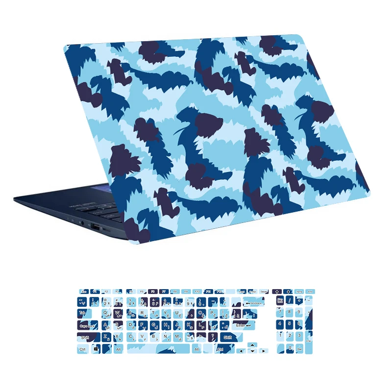 استیکر لپ تاپ توییجین و موییجین طرح Military کد 13 مناسب برای لپ تاپ 15.6 اینچ به همراه برچسب حروف فارسی کیبورد 