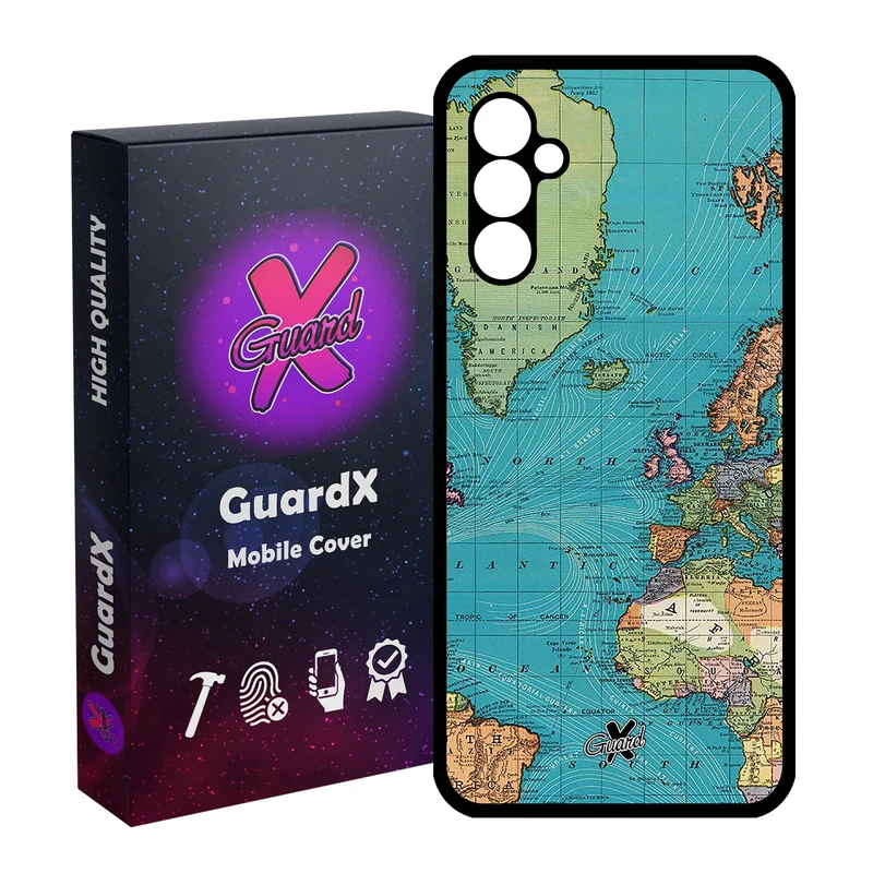 کاور گارد ایکس طرح نقشه مدل Glass10226 مناسب برای گوشی موبایل سامسونگ Galaxy A24/A24 4G/M34 5G