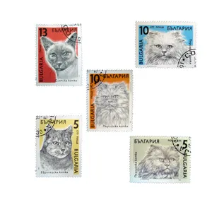 تمبر یادگاری طرح حیوانات مدل cat کد c-009 مجموعه 5 عددی