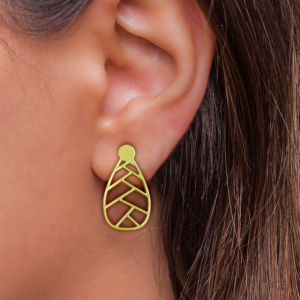 گوشواره طلا 18 عیار زنانه مدوپد مدل هندسی کد GA1-10136