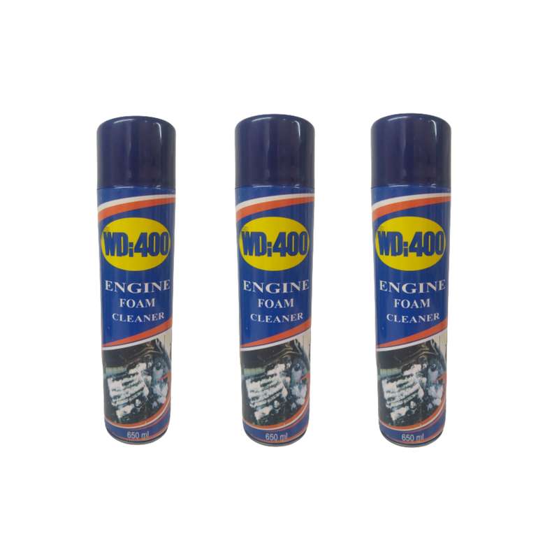 اسپری فوم تمیز کننده موتور خودرو دبلیو پی آی مدل ENGINE FOAM CLEANER حجم 650 میلی لیتر بسته 3 عددی 